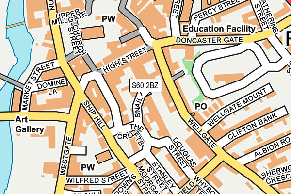 S60 2BZ map - OS OpenMap – Local (Ordnance Survey)