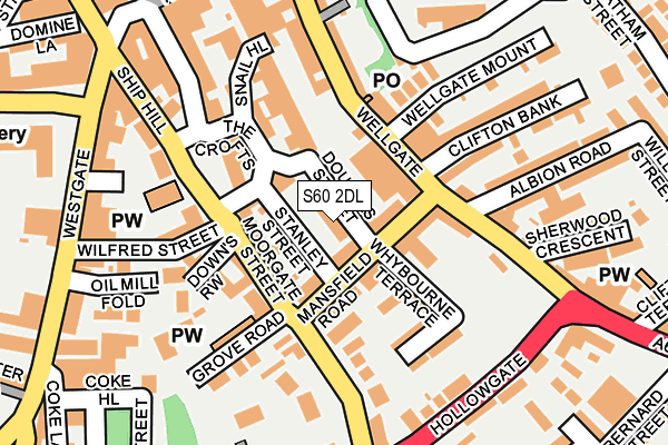 S60 2DL map - OS OpenMap – Local (Ordnance Survey)