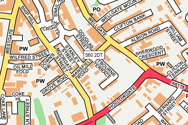 S60 2DT map - OS OpenMap – Local (Ordnance Survey)