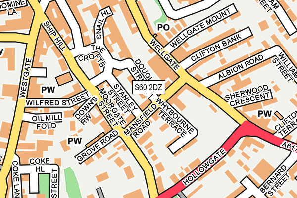 S60 2DZ map - OS OpenMap – Local (Ordnance Survey)