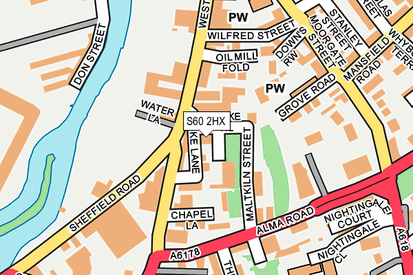 S60 2HX map - OS OpenMap – Local (Ordnance Survey)