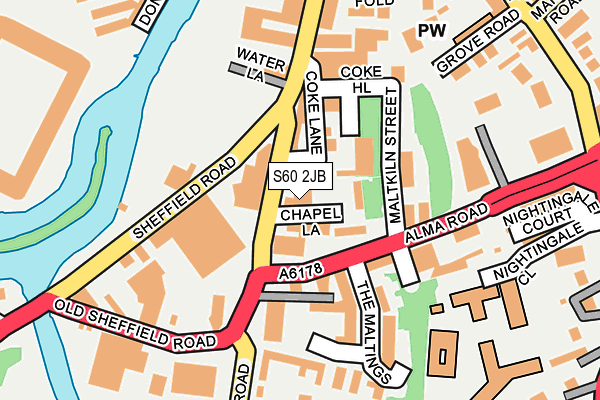 S60 2JB map - OS OpenMap – Local (Ordnance Survey)