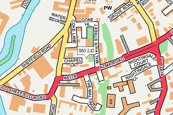 S60 2JD map - OS OpenMap – Local (Ordnance Survey)