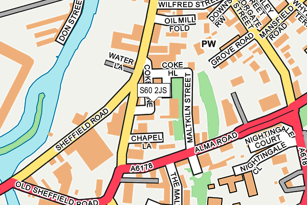 S60 2JS map - OS OpenMap – Local (Ordnance Survey)