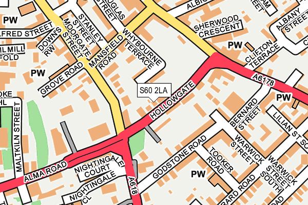 S60 2LA map - OS OpenMap – Local (Ordnance Survey)