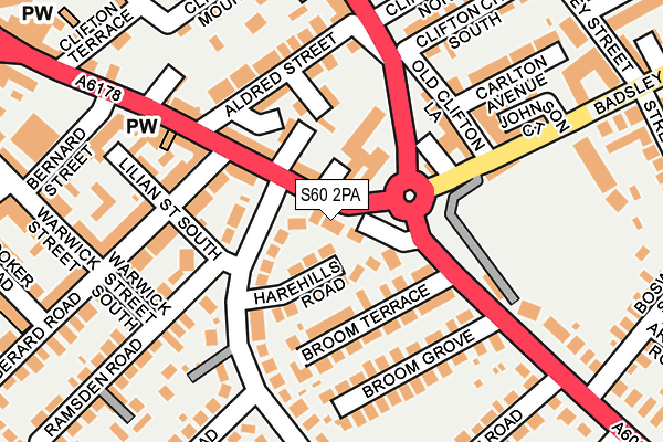 S60 2PA map - OS OpenMap – Local (Ordnance Survey)