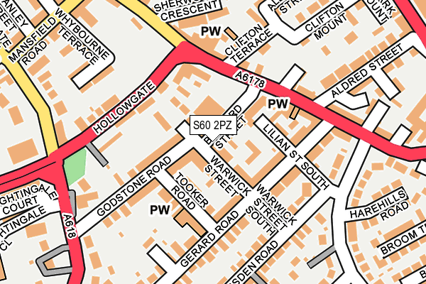S60 2PZ map - OS OpenMap – Local (Ordnance Survey)