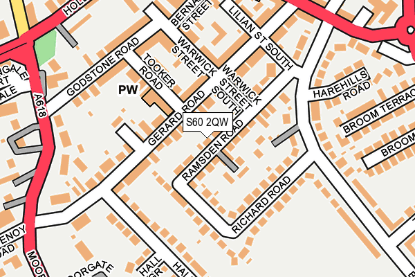 S60 2QW map - OS OpenMap – Local (Ordnance Survey)
