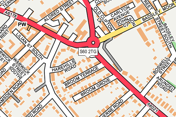 S60 2TG map - OS OpenMap – Local (Ordnance Survey)