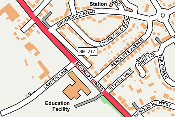 S60 2TZ map - OS OpenMap – Local (Ordnance Survey)