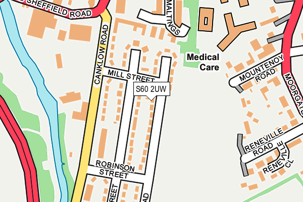 S60 2UW map - OS OpenMap – Local (Ordnance Survey)