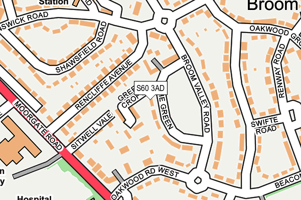 S60 3AD map - OS OpenMap – Local (Ordnance Survey)