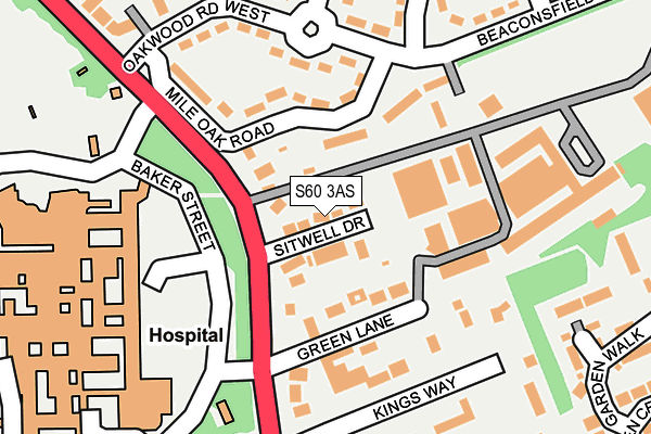 S60 3AS map - OS OpenMap – Local (Ordnance Survey)