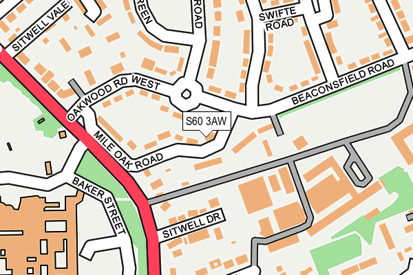 S60 3AW map - OS OpenMap – Local (Ordnance Survey)