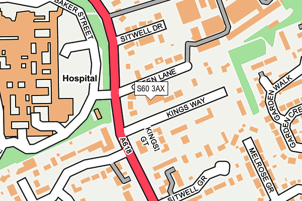 S60 3AX map - OS OpenMap – Local (Ordnance Survey)