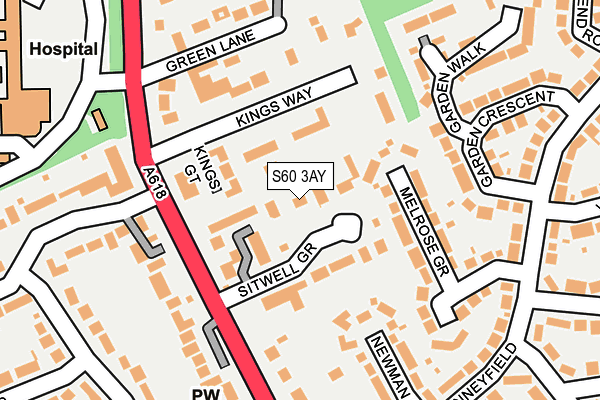 S60 3AY map - OS OpenMap – Local (Ordnance Survey)