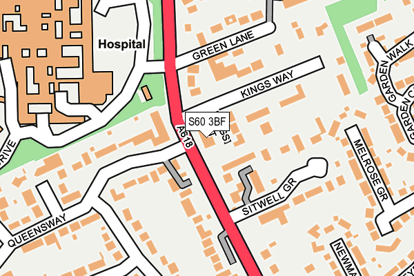 S60 3BF map - OS OpenMap – Local (Ordnance Survey)