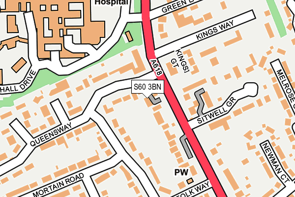 S60 3BN map - OS OpenMap – Local (Ordnance Survey)