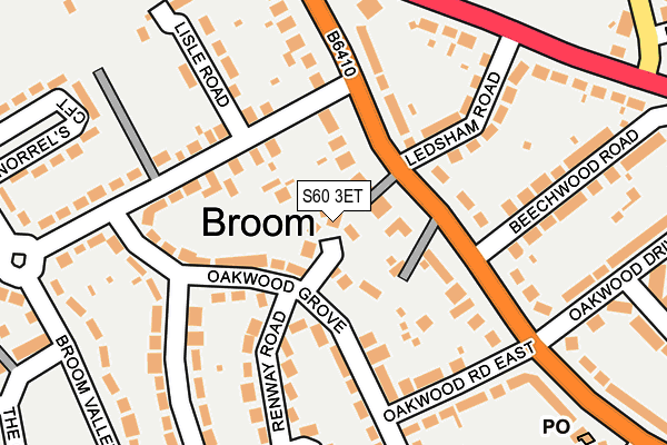 S60 3ET map - OS OpenMap – Local (Ordnance Survey)