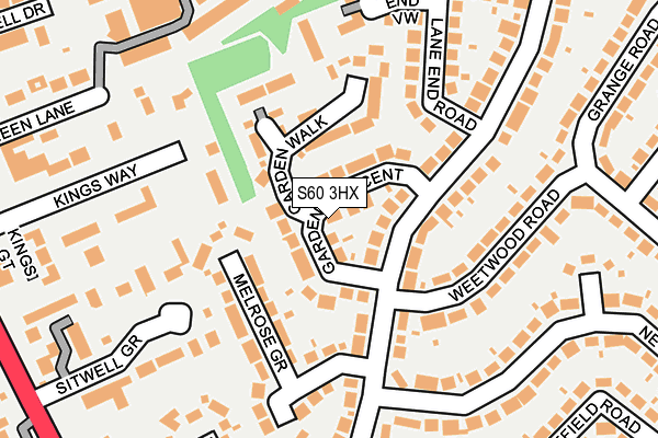S60 3HX map - OS OpenMap – Local (Ordnance Survey)