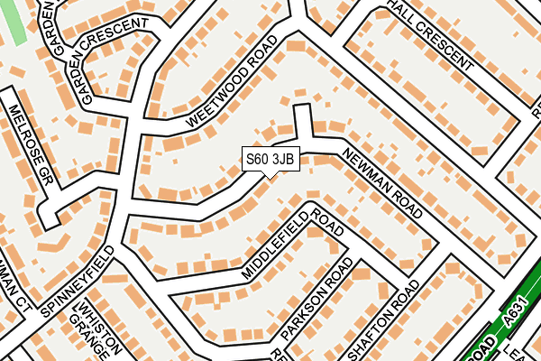 S60 3JB map - OS OpenMap – Local (Ordnance Survey)