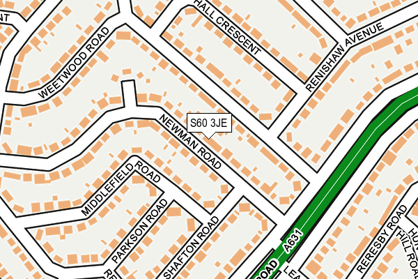 S60 3JE map - OS OpenMap – Local (Ordnance Survey)