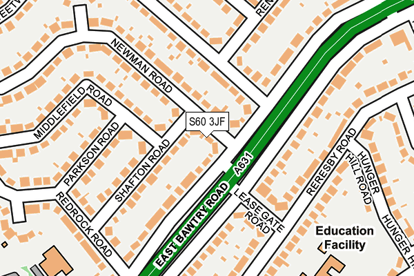 S60 3JF map - OS OpenMap – Local (Ordnance Survey)