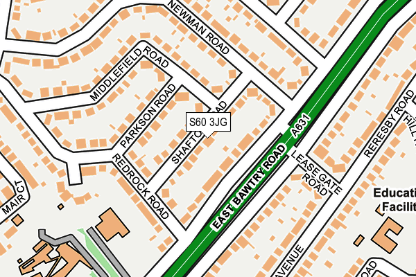 S60 3JG map - OS OpenMap – Local (Ordnance Survey)