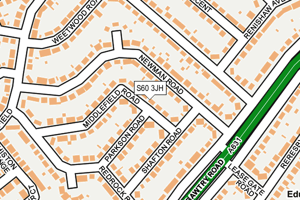 S60 3JH map - OS OpenMap – Local (Ordnance Survey)