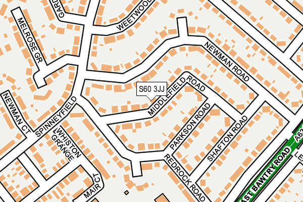 S60 3JJ map - OS OpenMap – Local (Ordnance Survey)
