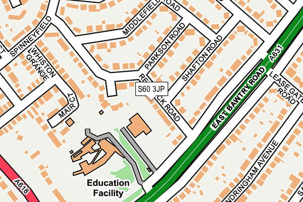 S60 3JP map - OS OpenMap – Local (Ordnance Survey)