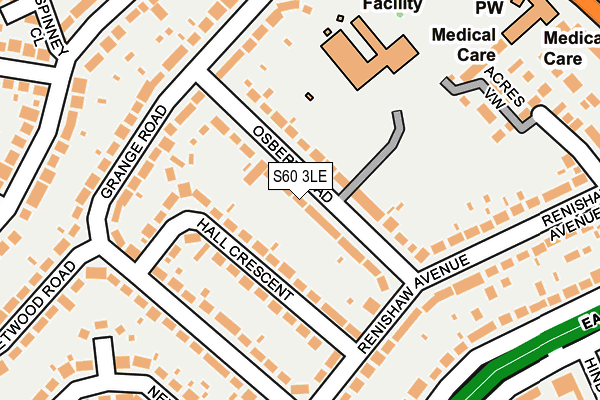 S60 3LE map - OS OpenMap – Local (Ordnance Survey)