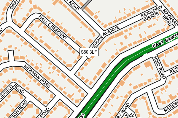 S60 3LF map - OS OpenMap – Local (Ordnance Survey)