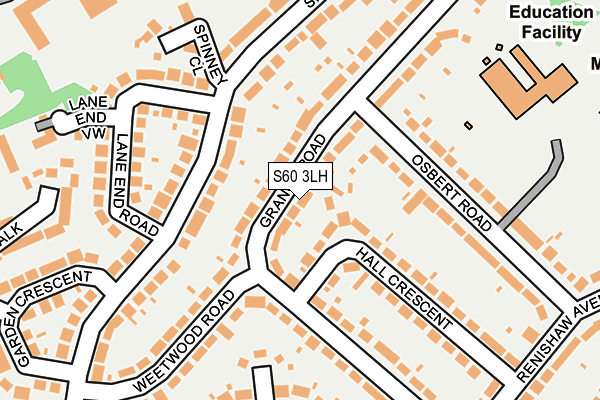 S60 3LH map - OS OpenMap – Local (Ordnance Survey)