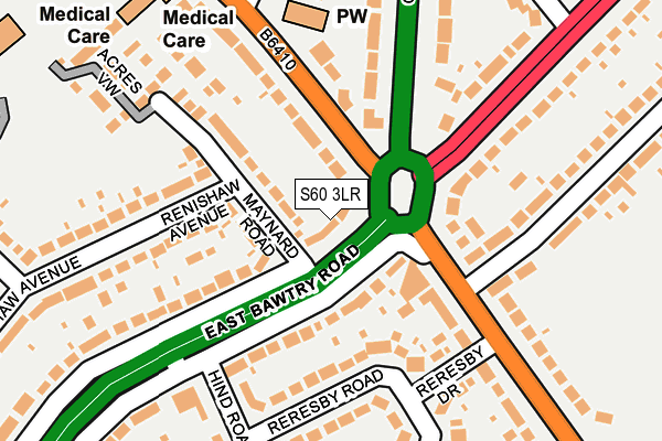 S60 3LR map - OS OpenMap – Local (Ordnance Survey)