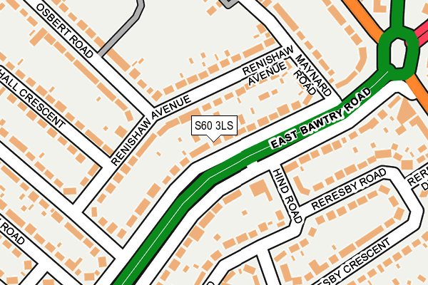 S60 3LS map - OS OpenMap – Local (Ordnance Survey)