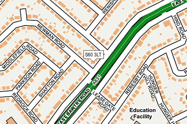 S60 3LT map - OS OpenMap – Local (Ordnance Survey)