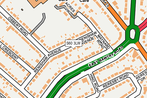 S60 3LW map - OS OpenMap – Local (Ordnance Survey)