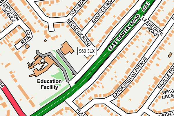 S60 3LX map - OS OpenMap – Local (Ordnance Survey)