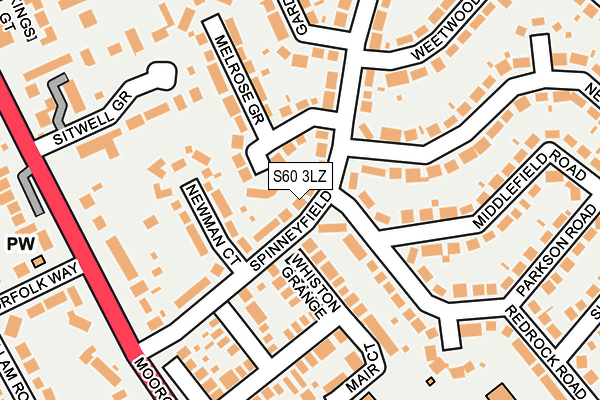 S60 3LZ map - OS OpenMap – Local (Ordnance Survey)