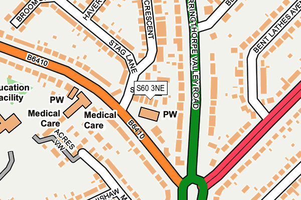 S60 3NE map - OS OpenMap – Local (Ordnance Survey)