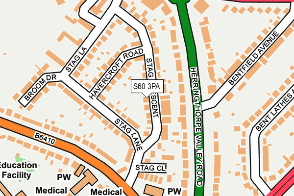 S60 3PA map - OS OpenMap – Local (Ordnance Survey)