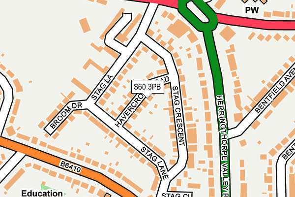 S60 3PB map - OS OpenMap – Local (Ordnance Survey)