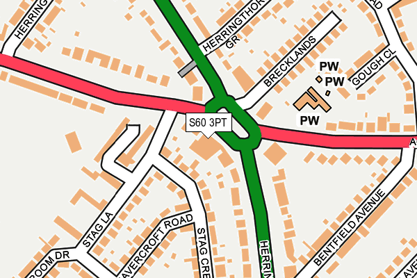 S60 3PT map - OS OpenMap – Local (Ordnance Survey)