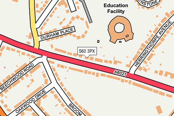 S60 3PX map - OS OpenMap – Local (Ordnance Survey)