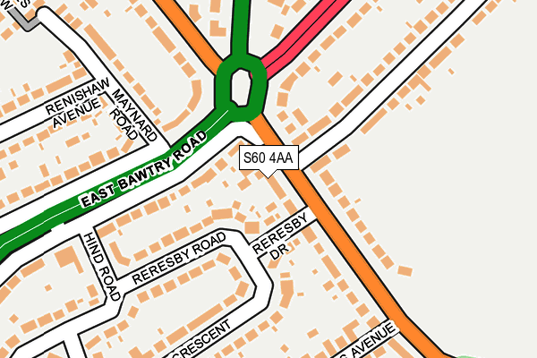 S60 4AA map - OS OpenMap – Local (Ordnance Survey)