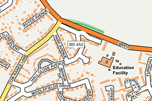 S60 4AG map - OS OpenMap – Local (Ordnance Survey)