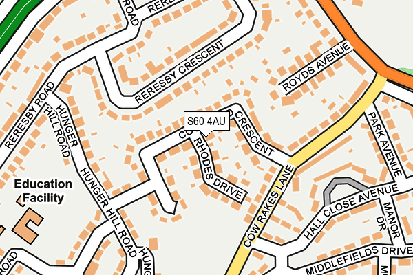 S60 4AU map - OS OpenMap – Local (Ordnance Survey)