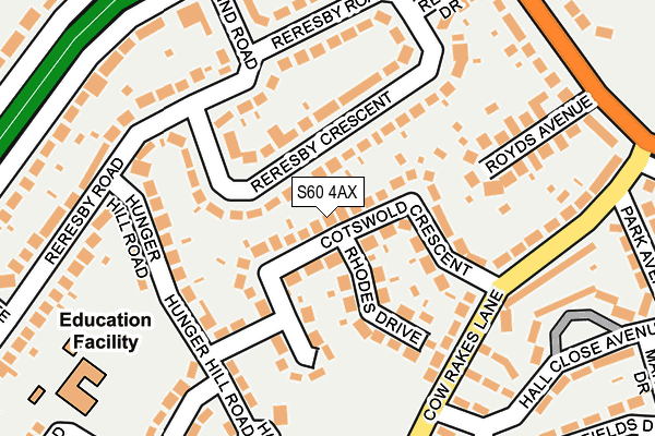 S60 4AX map - OS OpenMap – Local (Ordnance Survey)