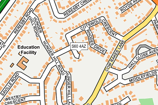 S60 4AZ map - OS OpenMap – Local (Ordnance Survey)